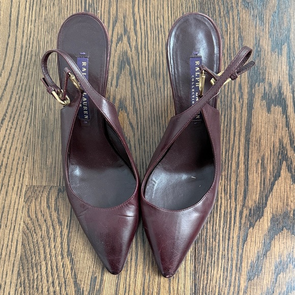 Ralph Lauren Shoes - Vintage Ralph Lauren Collection Women's Dark Burgundy Slingback Heels
